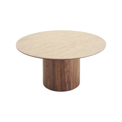 House Nordic Delphi Matbord Ø140 cm, Travertin/Mörkbrun