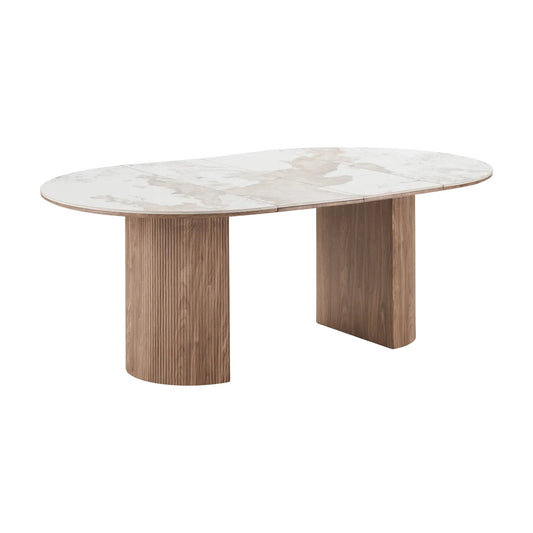 House Nordic Athens Matbord 120x120-200 cm, Vit/Brun
