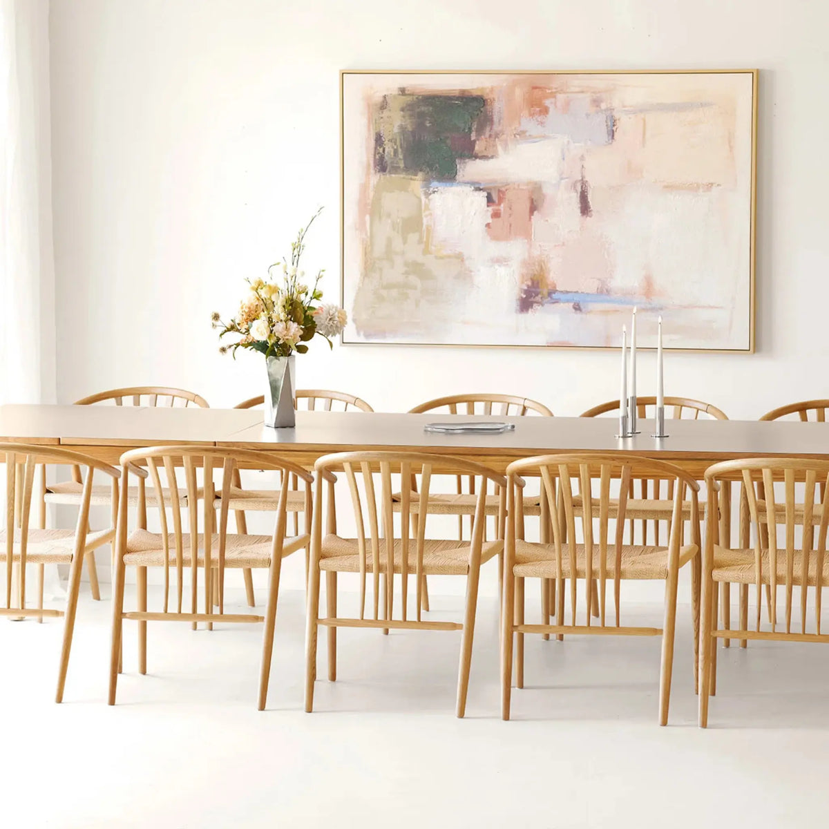 House Nordic Bowen Matbord 100x220-320 cm, Natur/Mörk sand