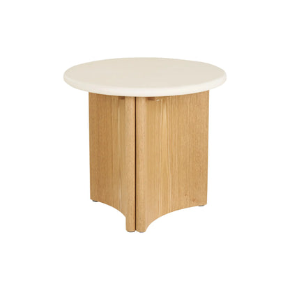 House Nordic Motril Sidobord Ø50x45 cm, Vit/Natur