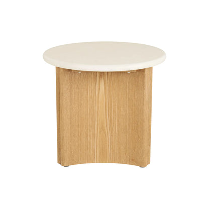 House Nordic Motril Sidobord Ø50x45 cm, Vit/Natur
