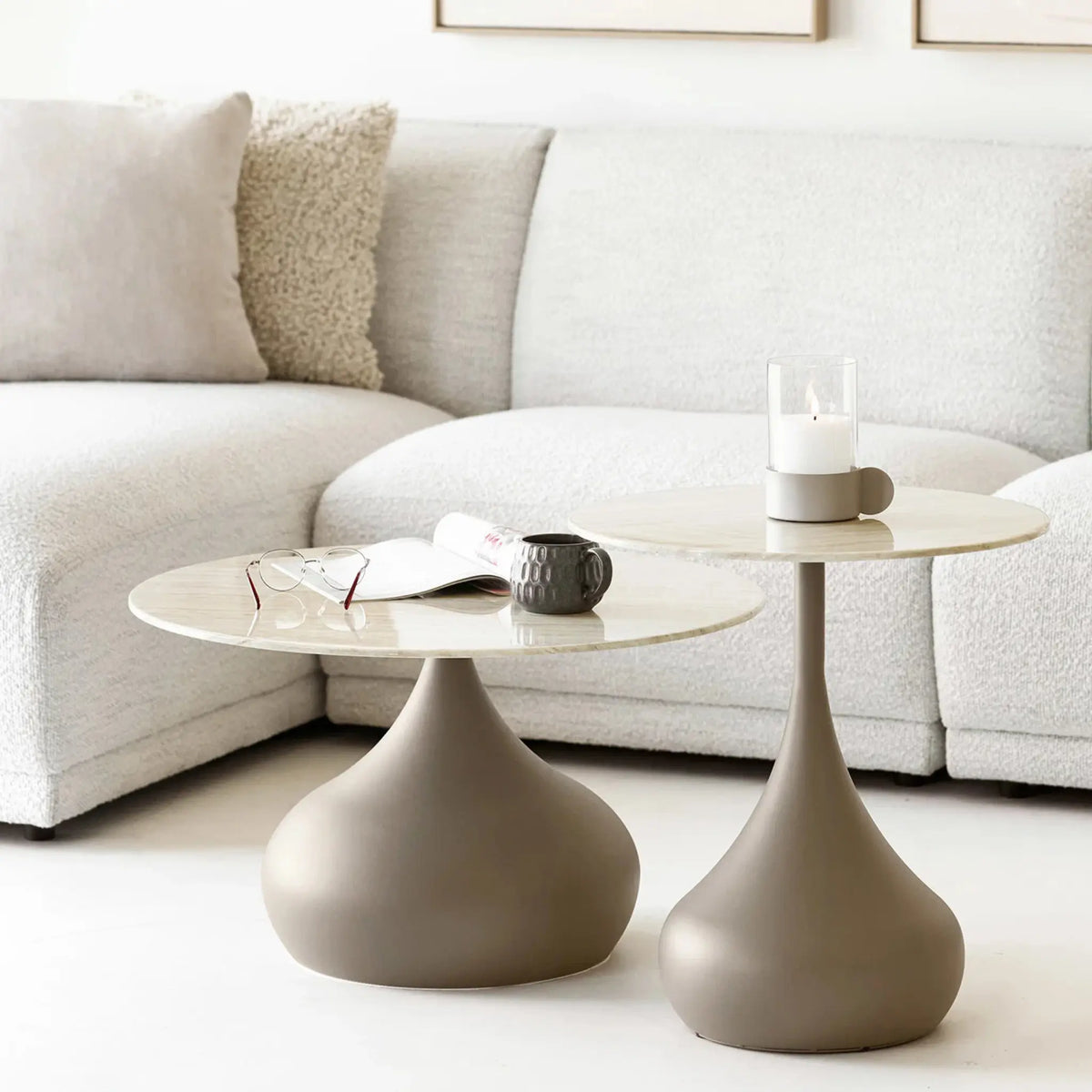 House Nordic Pienza Soffbord Set om 2 Ø70/50 cm, Khaki