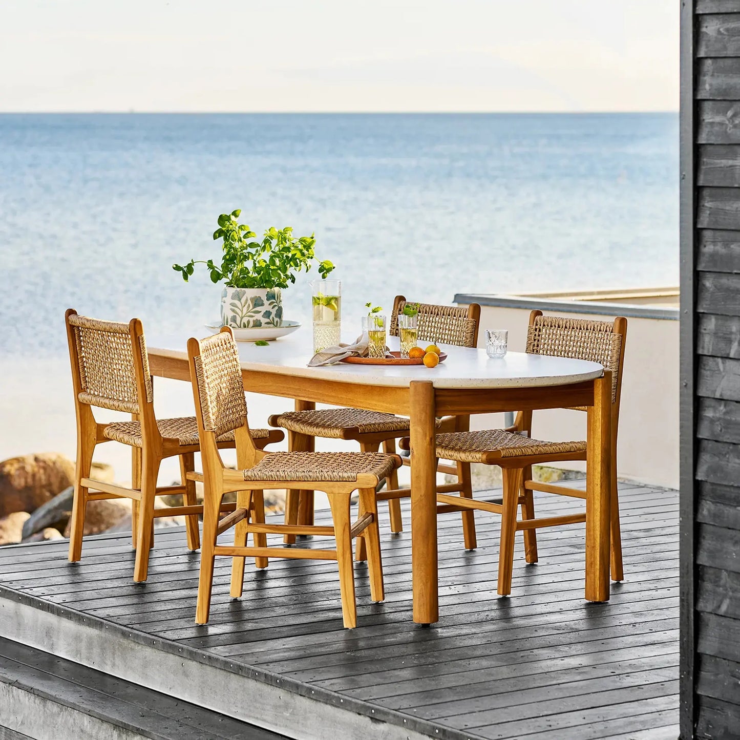 House Nordic Terracina Matbord 95x210 cm, Natur/Vit