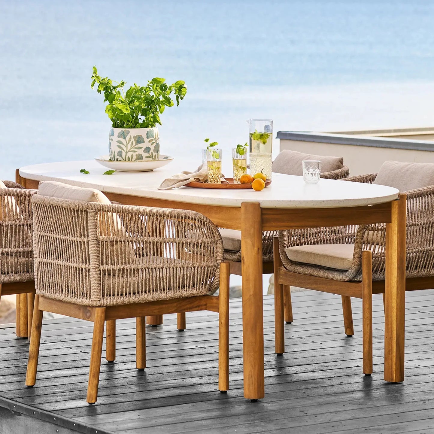 House Nordic Terracina Matbord 95x210 cm, Natur/Vit