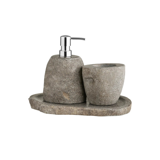 House Nordic, Gara Badrumsset Med Kopp, Tvålpump & Bricka, Natur