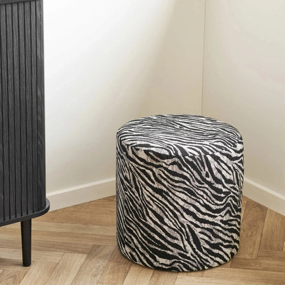 House Nordic Kimberley Puff Ø40x40 cm, Svart/Vit
