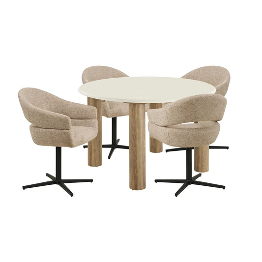 House Nordic Fondi & Dover Matgrupp Ø120 cm, Sand/Brun