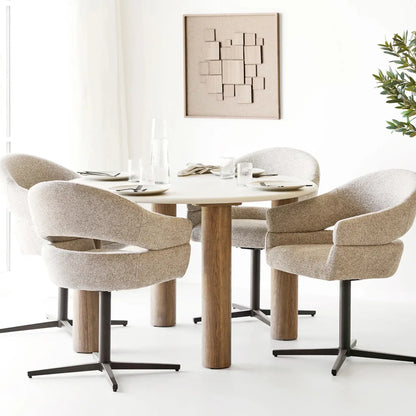 House Nordic Fondi & Dover Matgrupp Ø120 cm, Sand/Brun