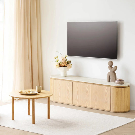 House Nordic Larvik TV-bänk 160x40x45 cm, Natur/Offwhite