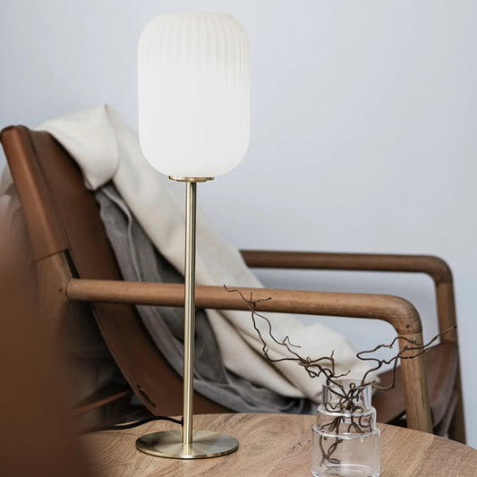 Markslöjd Cava Bordlampa 1 l Borstad, Mässing/Vit