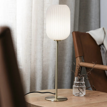 Markslöjd Cava Bordlampa 1 l Borstad, Mässing/Vit