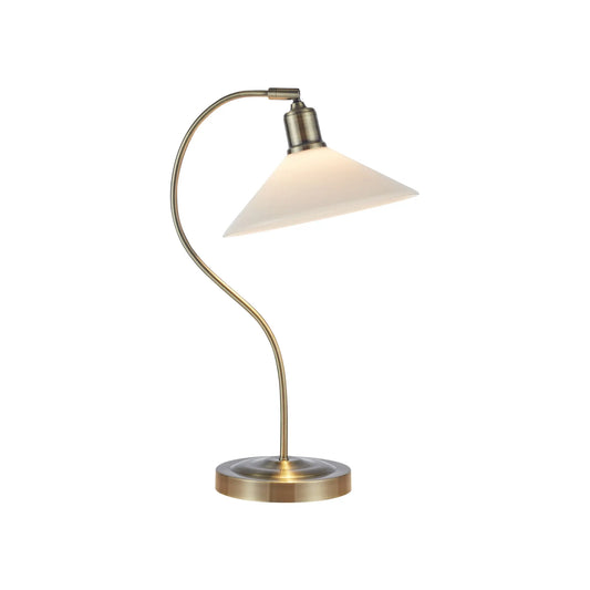 Markslöjd Vela Bordlampa 1 l Antikmässing/Blank, Vit