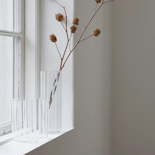 Orrefors, Cut In Number Vas Ränder 20 cm, Klar/Vit-Silvra Home