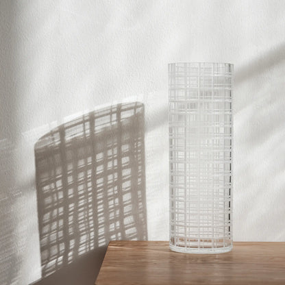 Orrefors, Cut In Number Vas Rutmönster 33 cm, Klar/Vit