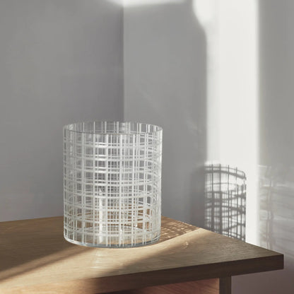 Orrefors, Cut In Number Vas Rutmönster 20 cm, Klar/Vit