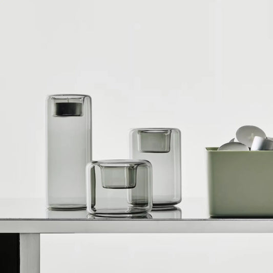 Kosta Boda, Happy Ljuslykta 3-pack 6,8, 10,5, 15 cm, Antracit-Silvra Home