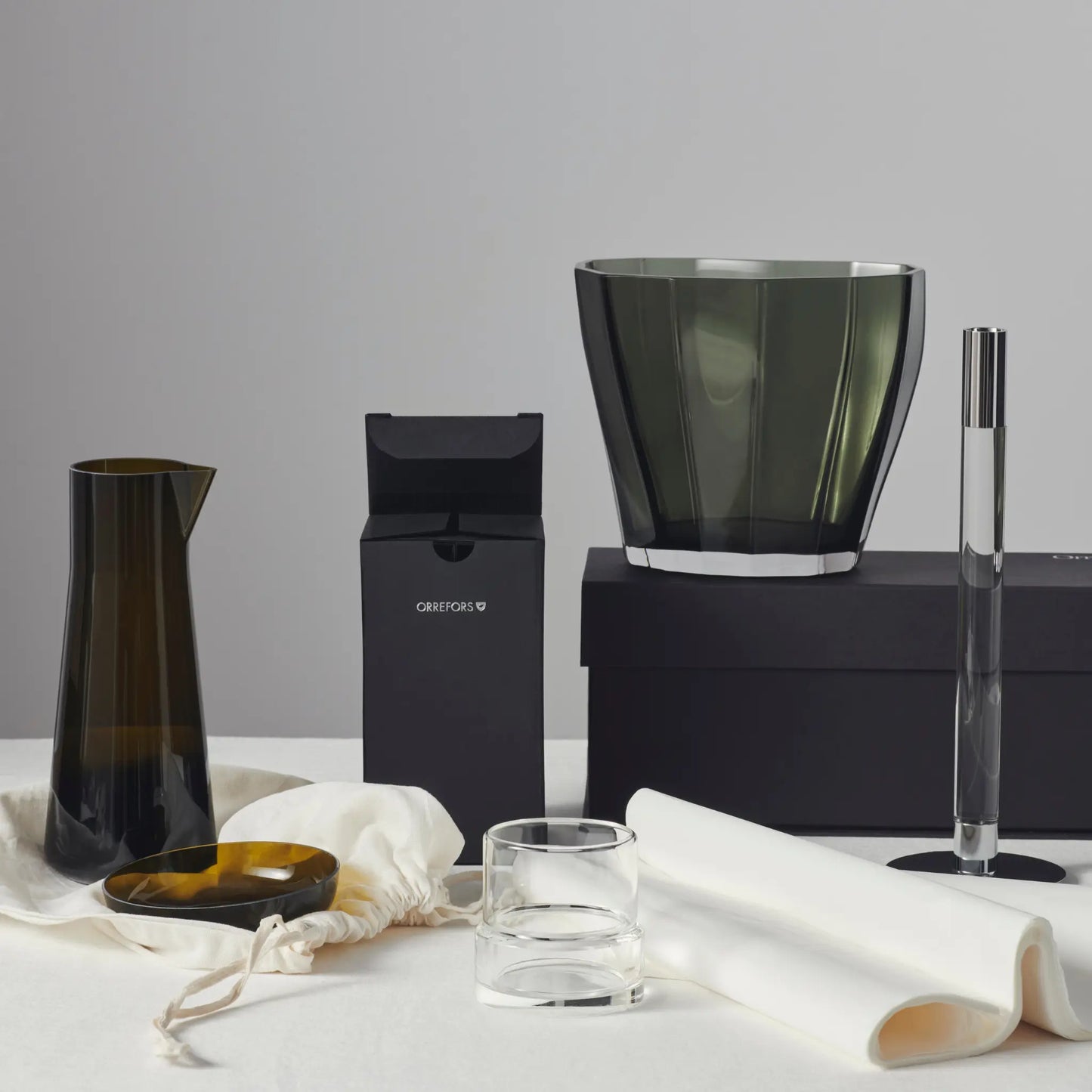 Orrefors, Reed Vas 17,5 cm, Mossgrön