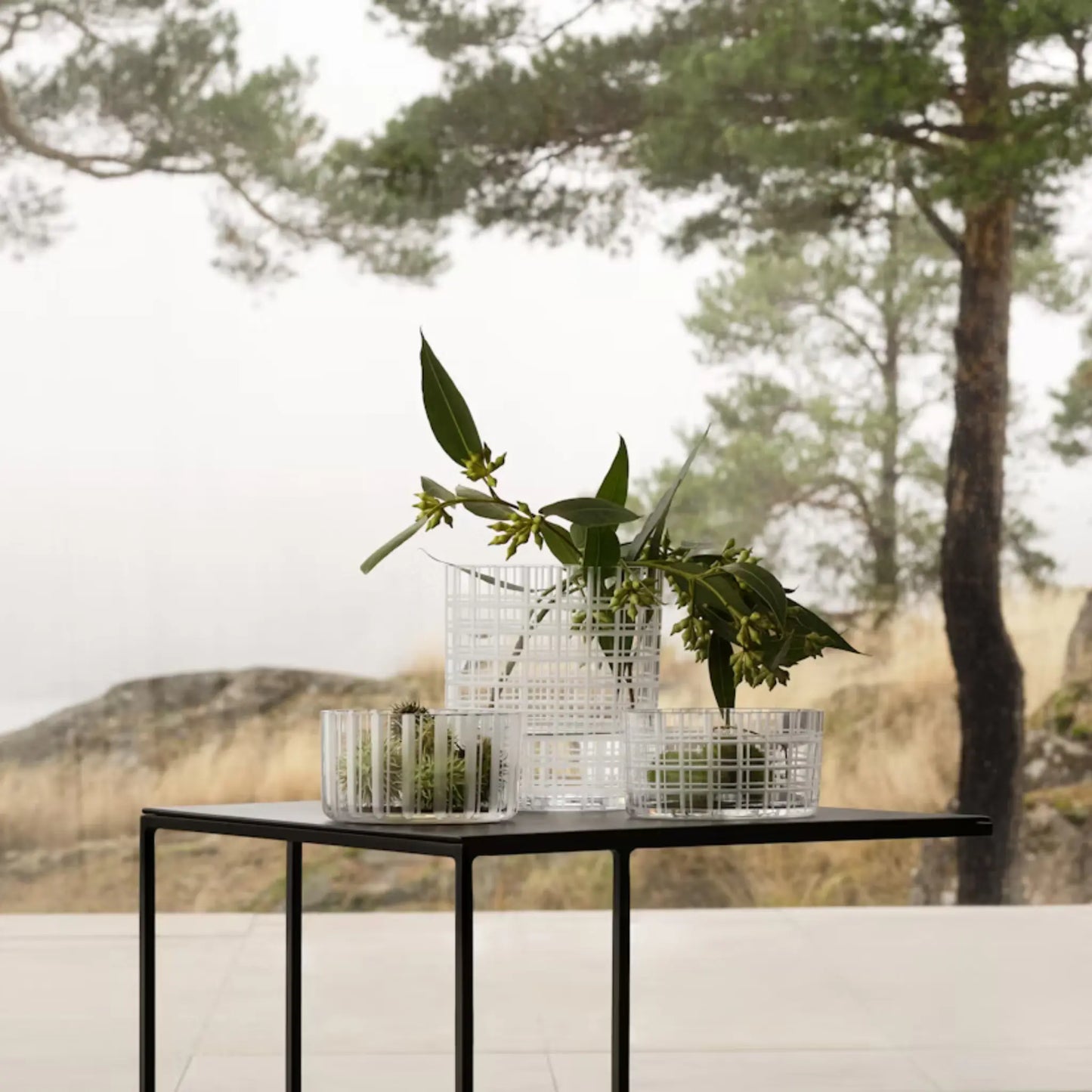 Orrefors, Cut In Number Vas Rutmönster 20 cm, Klar/Vit