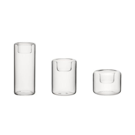 Kosta Boda, Happy Ljuslykta  3-pack 6,8, 10,5, 15 cm, Klar