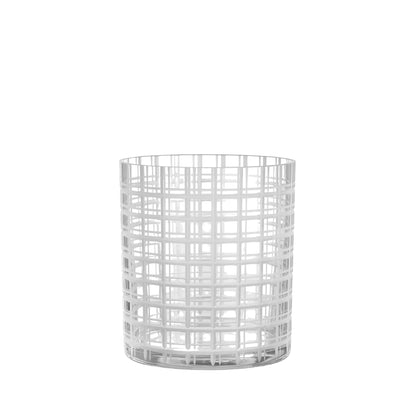 Orrefors, Cut In Number Vas Rutmönster 20 cm, Klar/Vit