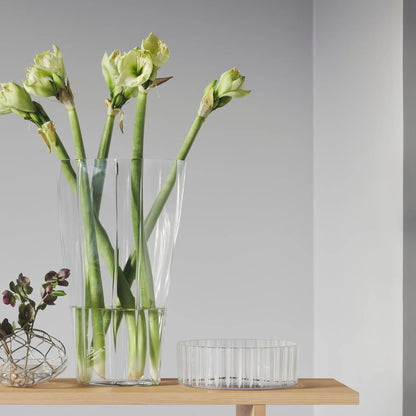 Orrefors, Cut In Number Skål Ränder 27,5 cm, Klar/Vit