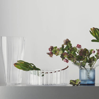 Orrefors, Cut In Number Skål Ränder 27,5 cm, Klar/Vit