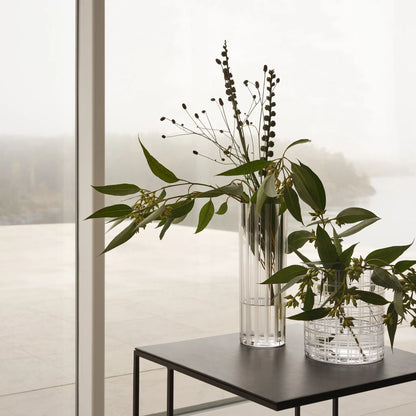 Orrefors, Cut In Number Vas Ränder 33 cm, Klar/Vit