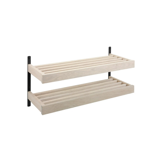Oscarssons Möbel Nadja Skohylla II 80 cm 2 plan Vägg, Vitoljad Ek/Mattsvart stål
