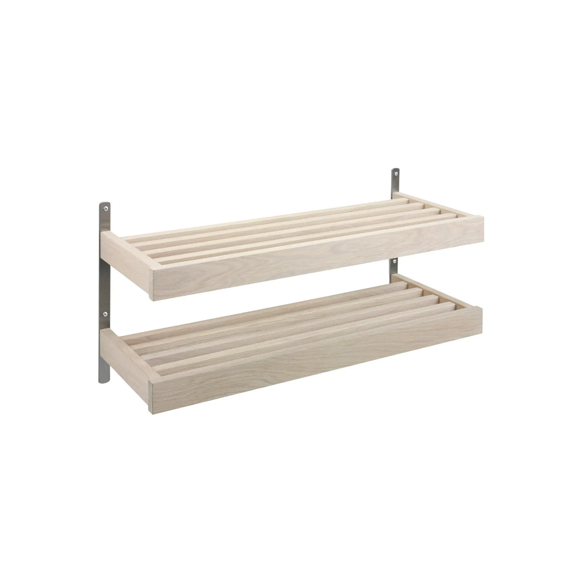Oscarssons Möbel Nadja Skohylla II 80 cm 2 plan Vägg, Vitoljad Ek/Slipat stål