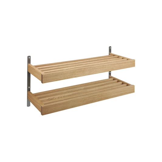 Oscarssons Möbel Nadja Skohylla II 80 cm 2 plan Vägg, Oljad Ek/Slipat stål
