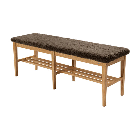 Oscarssons Möbel Nadja Bänk 130, Oljad Ek/Fårskinn Brun