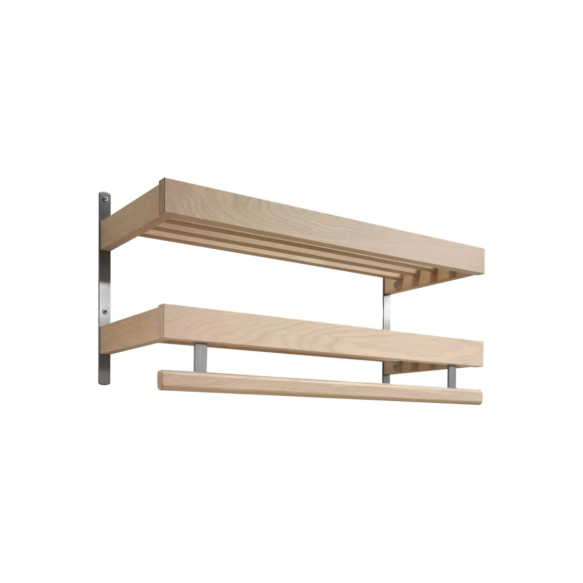 Oscarssons Möbel Nadja Hatthylla II, 80 cm, 2 plan, Vitoljad Ek/Slipat stål