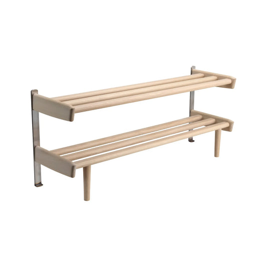 Oscarssons Möbel Meja Skohylla 90 cm Golv, Vitoljad Ek/Slipat stål