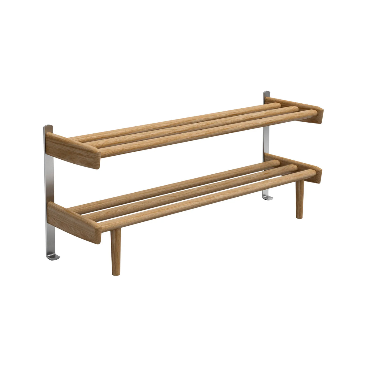 Oscarssons Möbel Meja Skohylla 90 cm Golv, Oljad Ek/Slipat stål