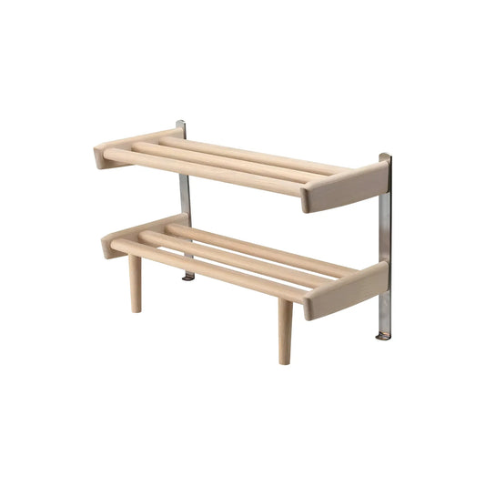Oscarssons Möbel Meja Skohylla 59 cm Golv, Vitoljad Ek/Slipat stål