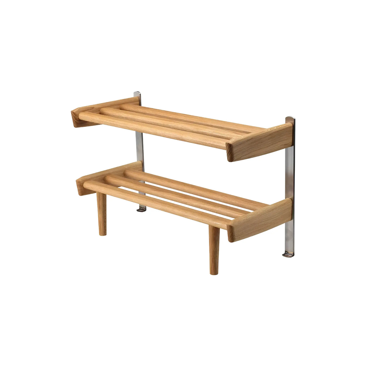 Oscarssons Möbel Meja Skohylla 59 cm Golv, Oljad Ek/Slipat stål
