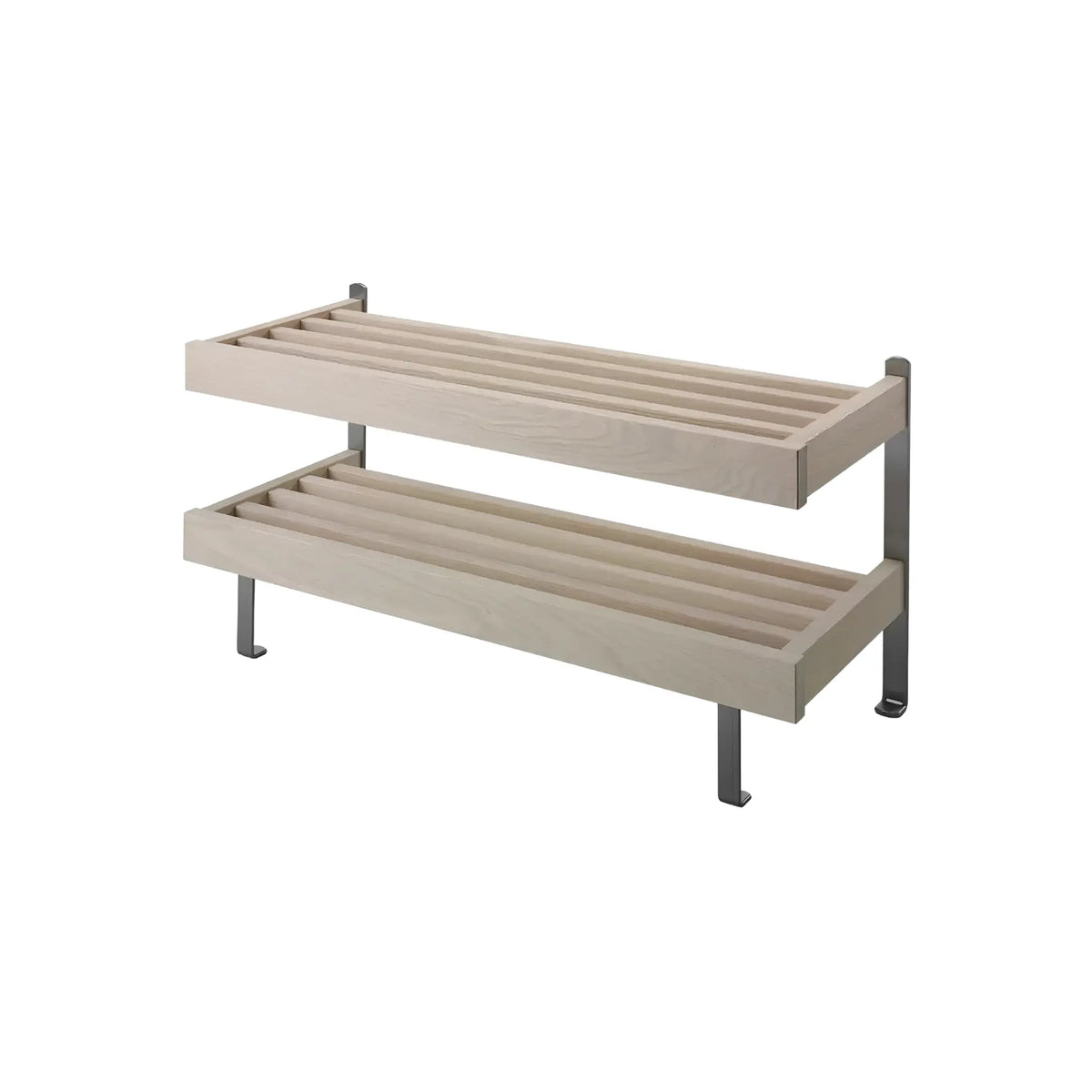 Oscarssons Möbel Nadja Skohylla II 80 cm Golv, Vitoljad Ek/Slipat stål