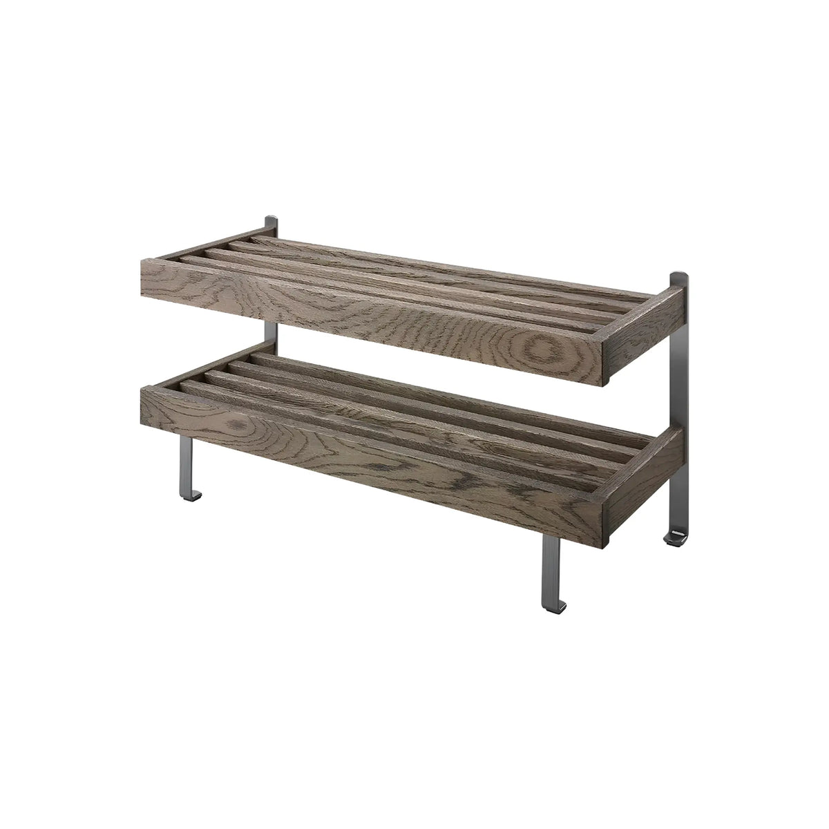 Oscarssons Möbel Nadja Skohylla II 80 cm Golv, Rökt Ek/Slipat stål