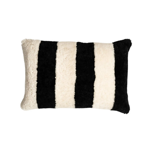 Shepherd of Sweden, Rand Fårskinnskudde, Ullbaksida, Creme/Svart