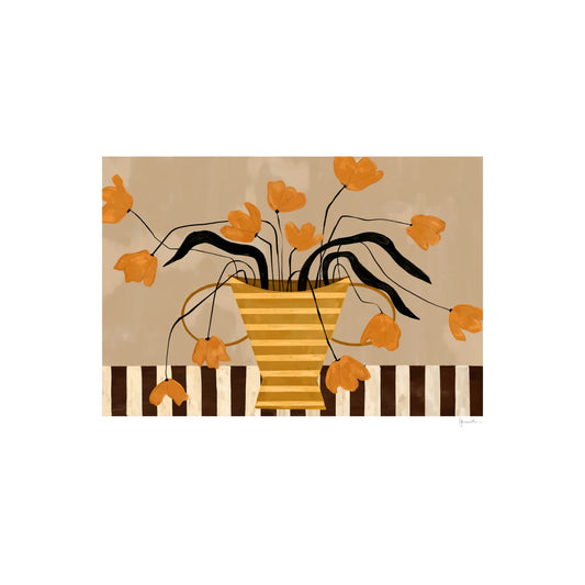 The Poster Club Flowers in Yellow Striped Vase Poster 70x100