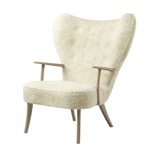 Warm Nordic Pragh Loungestol Sheepskin, Off White/white Oiled Oak