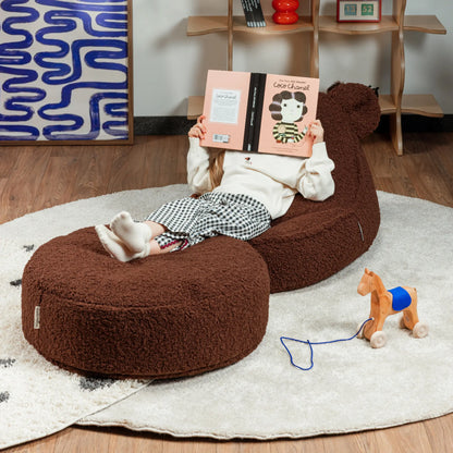 Wigiwama Bear Saccosäck & Sittpuff Set, Warm Hazel