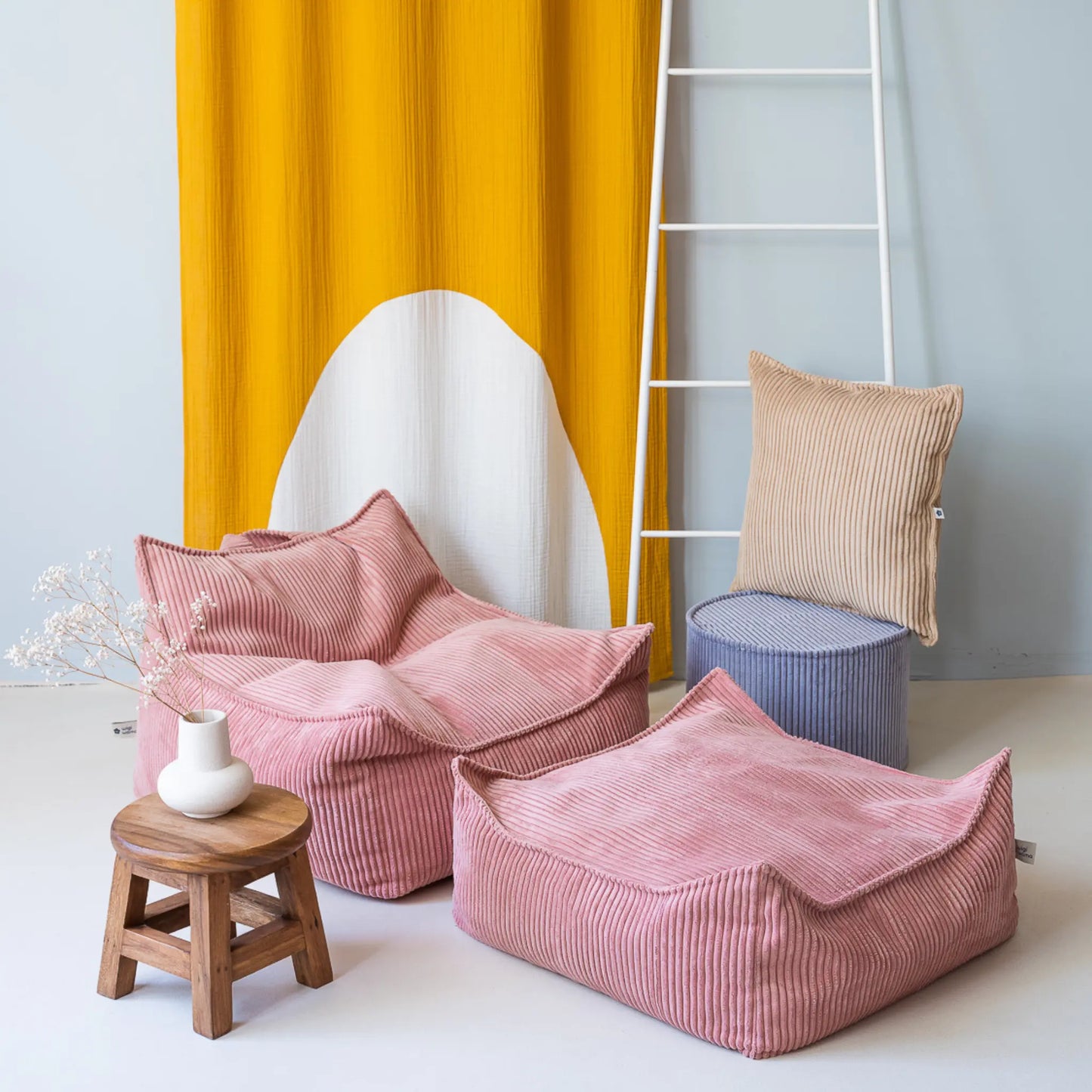 Wigiwama Sittpuff Fyrkantig, Pink Mousse